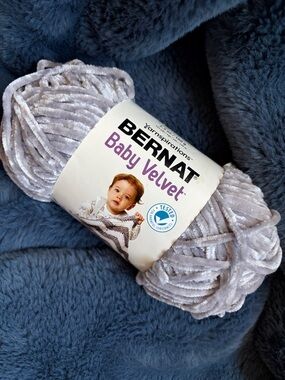 Bernat Baby Velvet Plush Yarn - grey, smaller skein new and unused